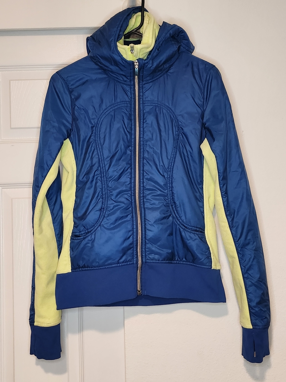 Lululemon Uba Hoodie Lux SE Blue Yellow Removable Fleece Jacket Size 6